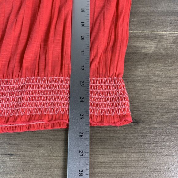 Faded Glory Womens Boho Top Size Large Orange Red Elastic Hem Drawstring - Picture 4 of 7